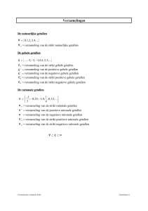 Page 1 Verzamelingen De natuurlijke getallen { } 0,1,2,3,4,... = ¥ 0