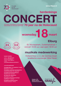 herdenkings 70 jaar na de Holocaust €5 muzikale medewerking