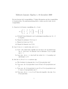 Midtoets Lineaire Algebra 1, 10 december 2009