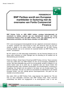 BNP Paribas wordt een Europese marktleider in factoring met de