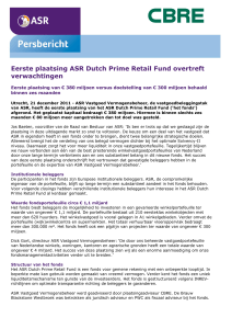 Eerste plaatsing ASR Dutch Prime Retail Fund