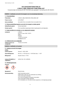 veiligheidsinformatieblad lyreco label remover 270ml/200ml net