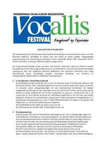Evaluatie Festival Vocallis 2015 Dit muziekfestival van
