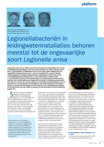 Legionellabacteriën in leidingwaterinstallaties behoren meestal tot