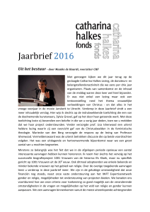 Jaarbrief 2016 - Catharina Halkes Fonds