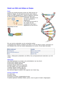Model van DNA met blikjes en flesjes