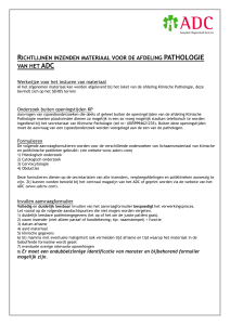 richtlijnen inzenden materiaal voor de afdeling pathologie van het adc