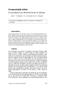 Oorspronkelijk artikel De prevalentie van dementie boven de 100 jaar