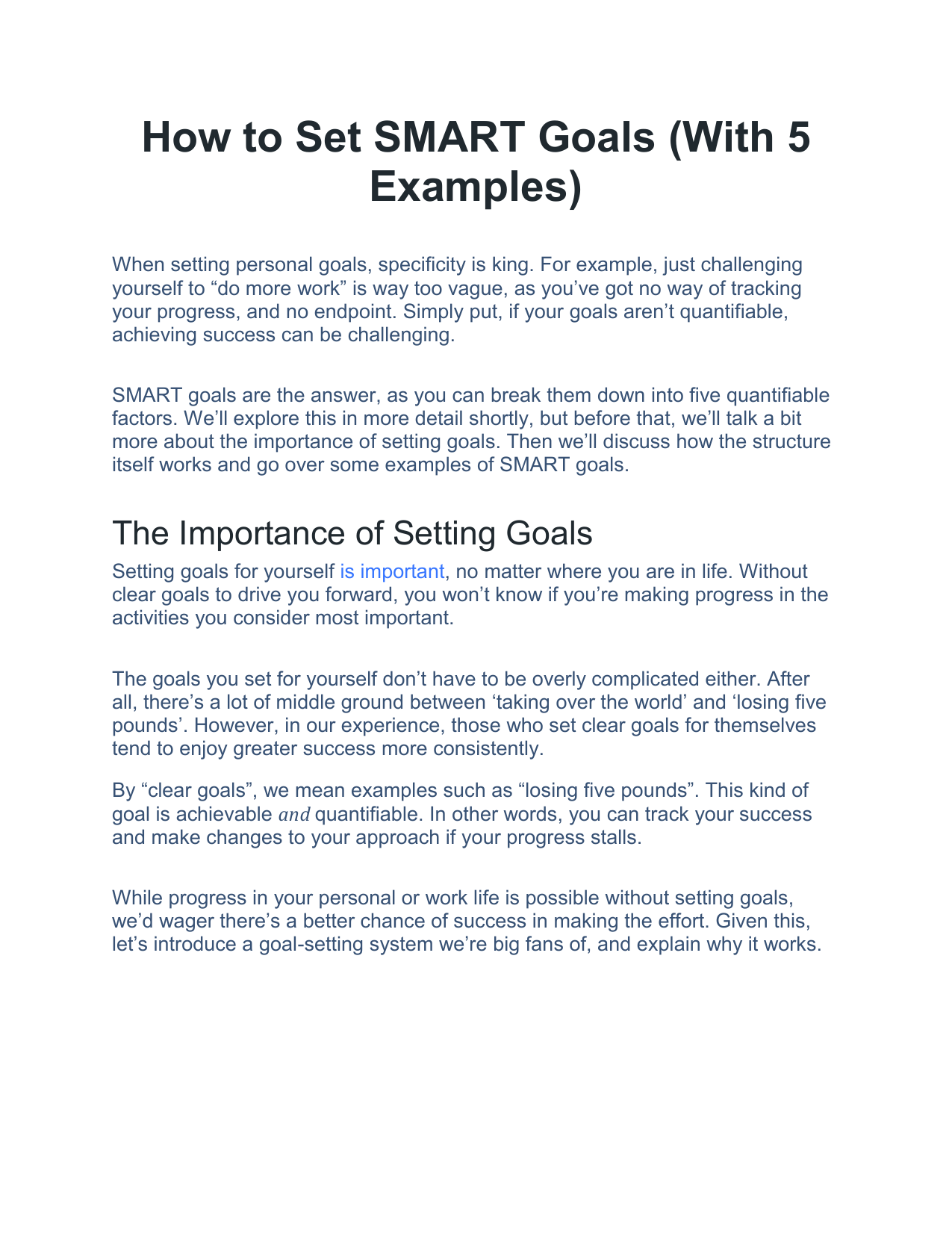 smart goals essay pdf