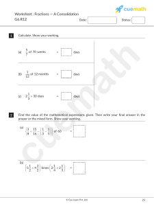 Fractions Worksheet: Consolidation for Grade 6